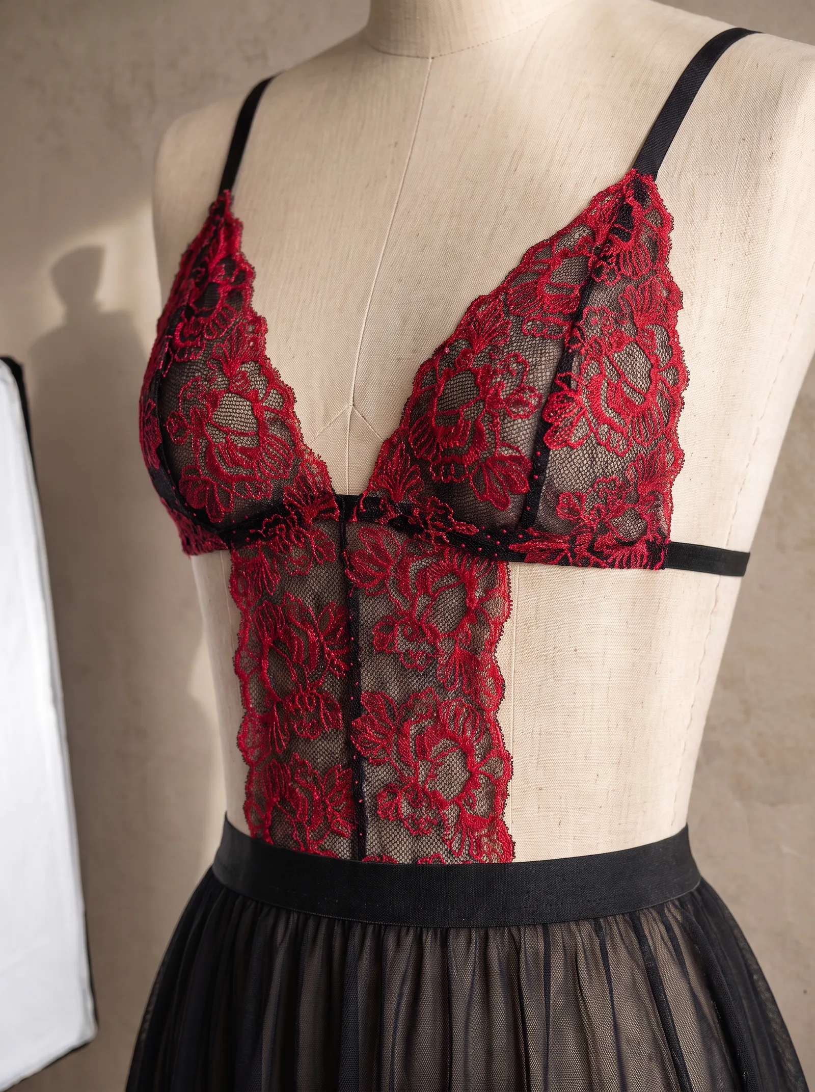 Kırmızı-Siyah Babydoll Takımı