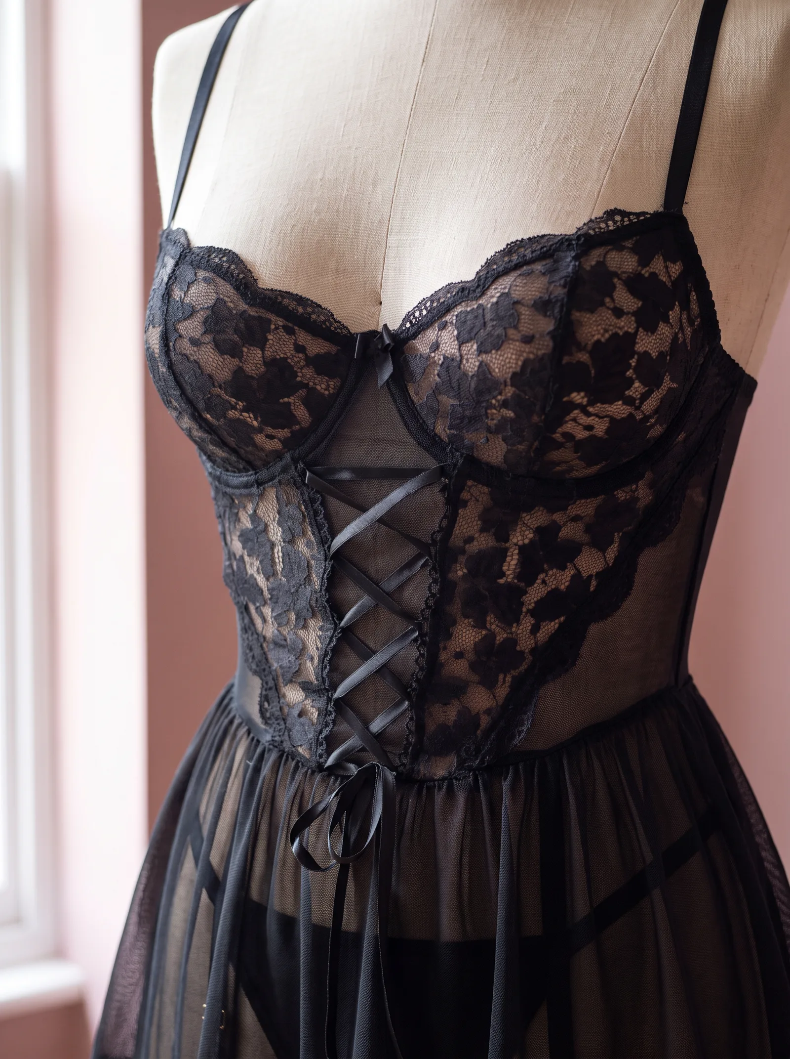 Siyah Korse Babydoll (Bacak Jartiyerli)