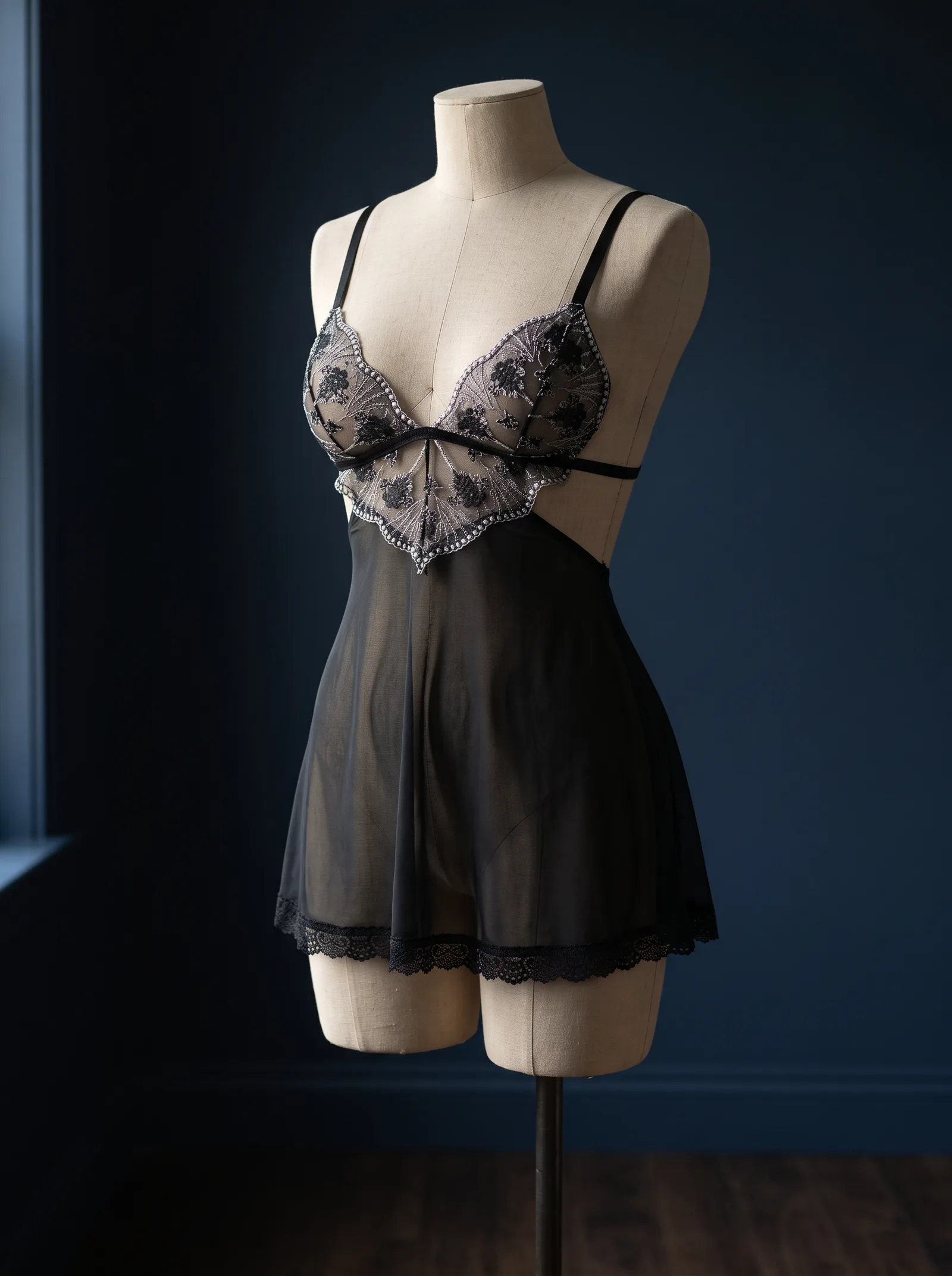 Siyah + Gri İşleme Babydoll