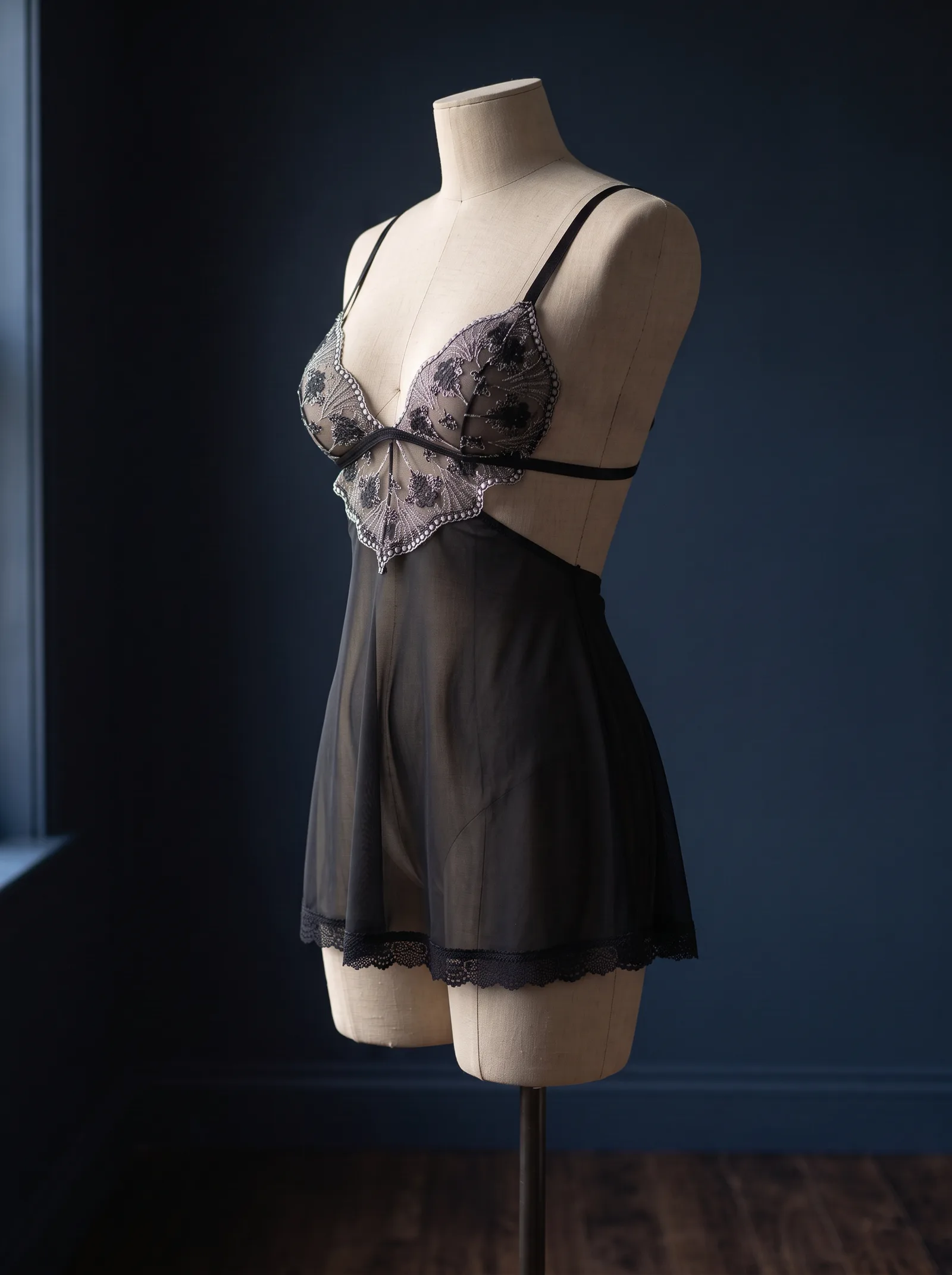 Siyah + Gri İşleme Babydoll