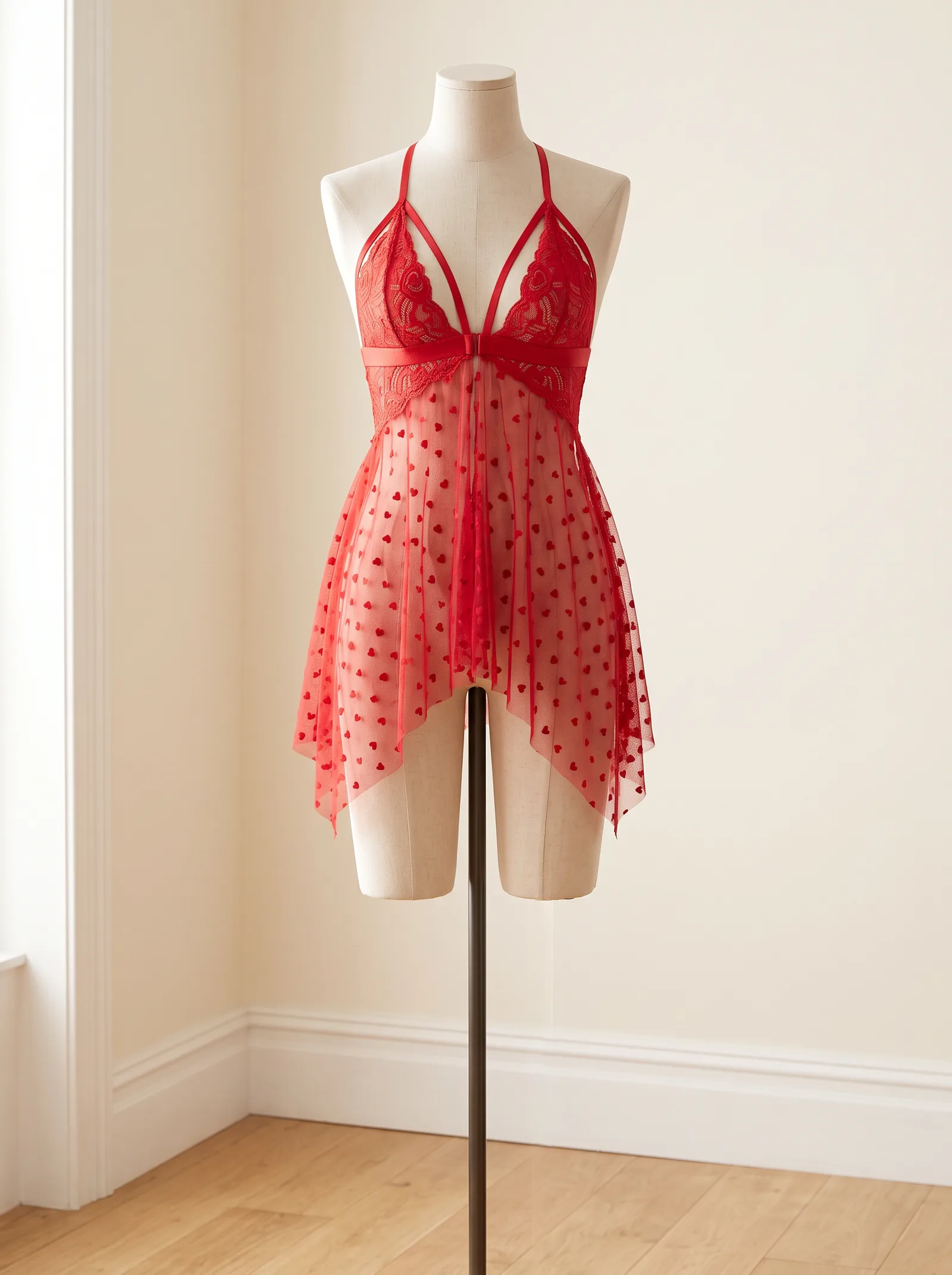 Kırmızı Babydoll + Tanga