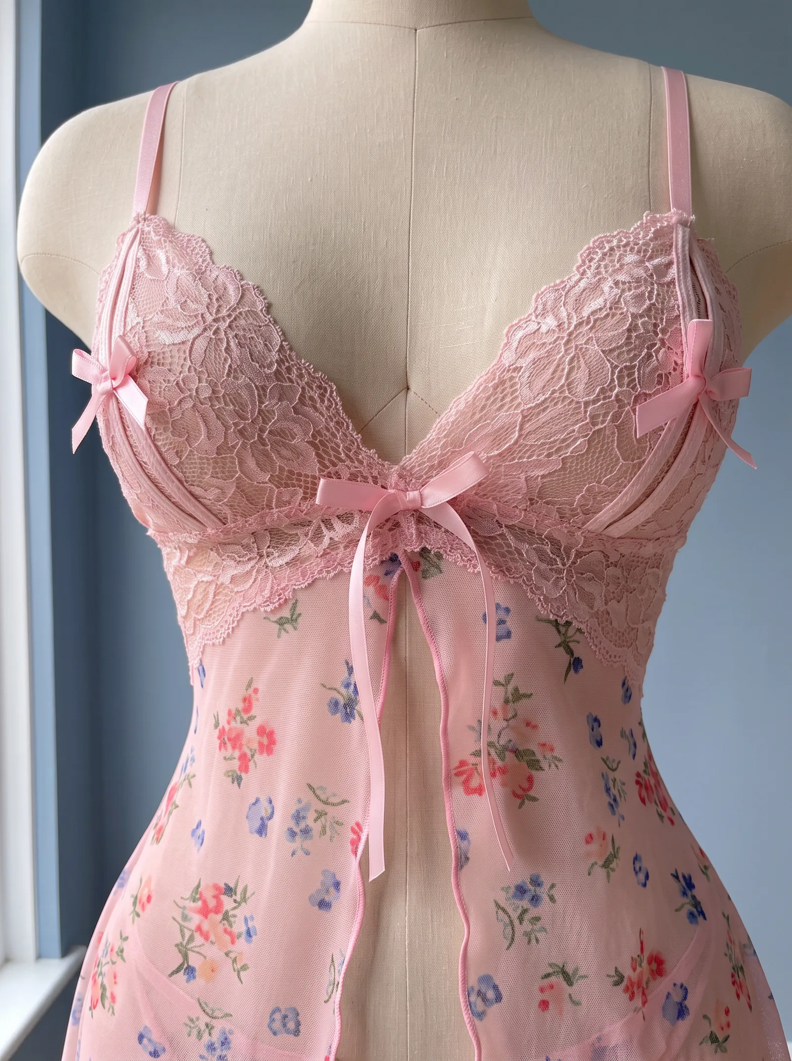 Pembe Çiçekli Babydoll + Külot